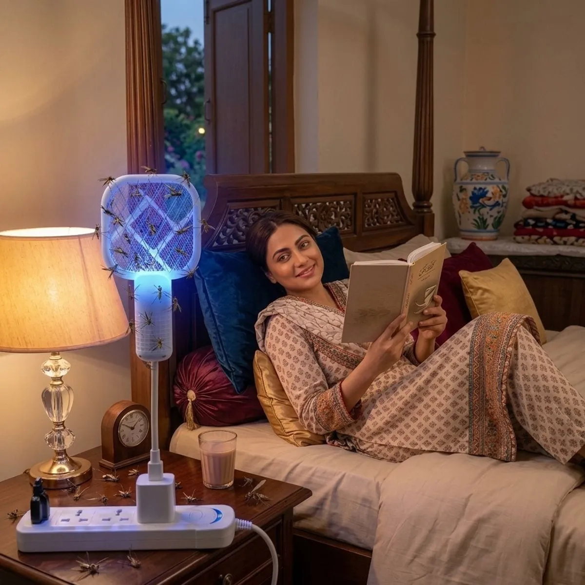 USB Electric Mosquito Swatter — Purple Light Zapper — photo 2